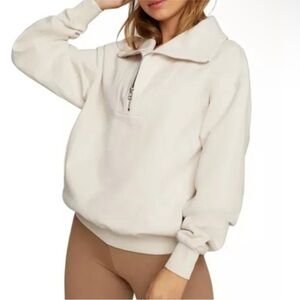 Good American PULLOVER HALF ZIP in Bone - Size 2 Medium